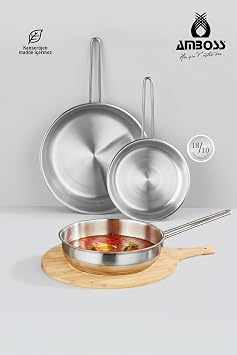 Amboss Vento Steel  nd ksiyon Tabanl  3 Par a Tava Seti 20-24-28 cm
