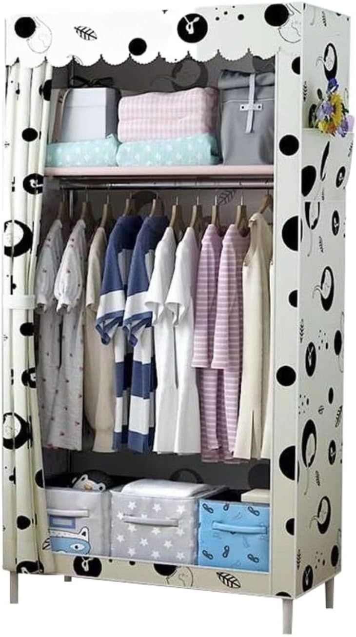 Portable Closet Wardrobe Closet Combination Wardrobe Hanging Closet Cloth Sturdy Rental House Multi Bedroom Easy Assemble(B)