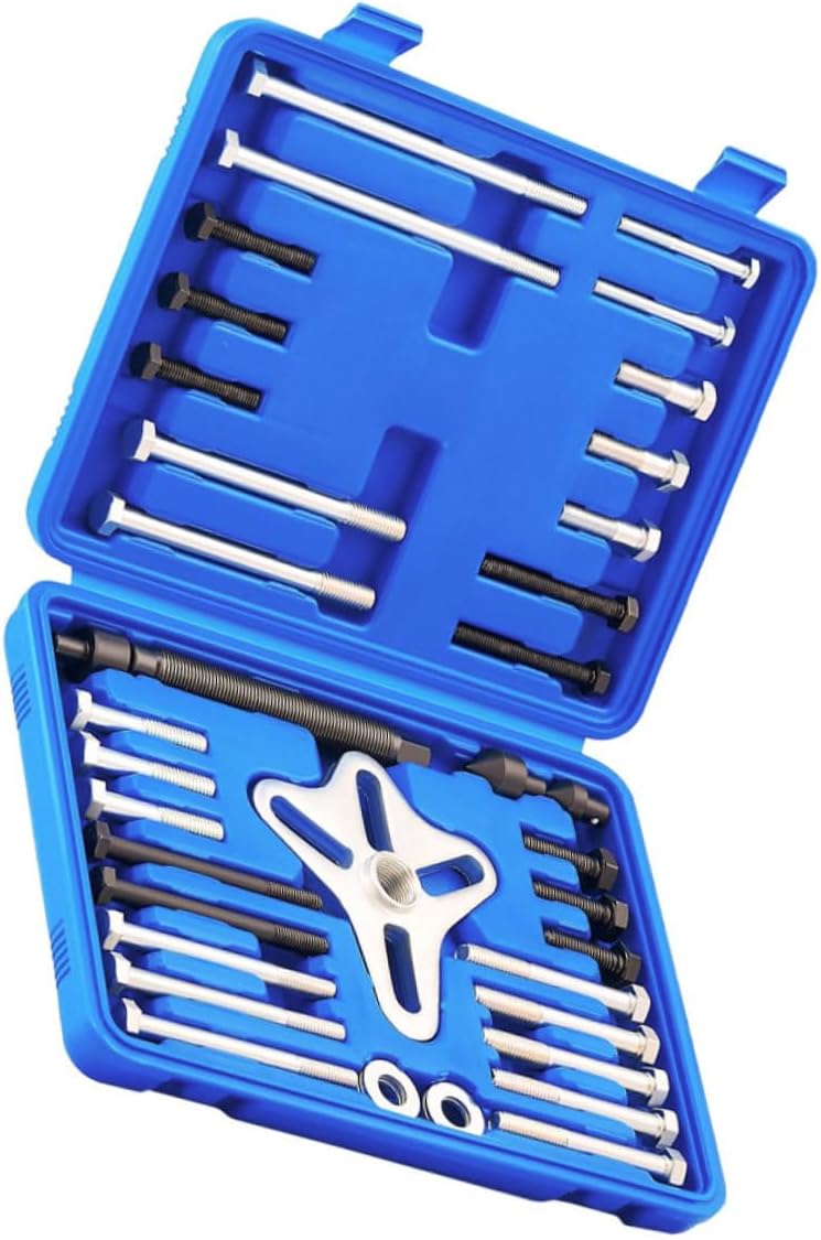 46pcs Steering Wheel Puller Automotive Disassembly Tool for Flywheel and Harmonic Balancer Removal Compatible Car Models