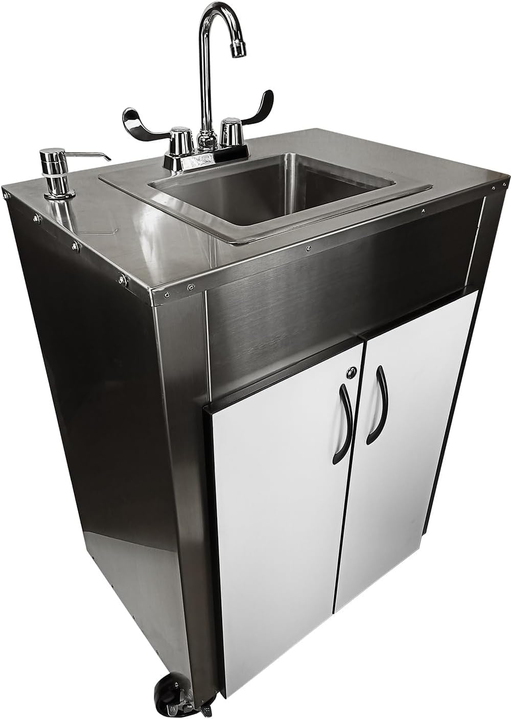 Pinnacle Portable Sink Hand Wash Station– Single Basin Stainless Steel Portable Sink with Hot Water–Portable Handwashing Station for Health & Beauty,