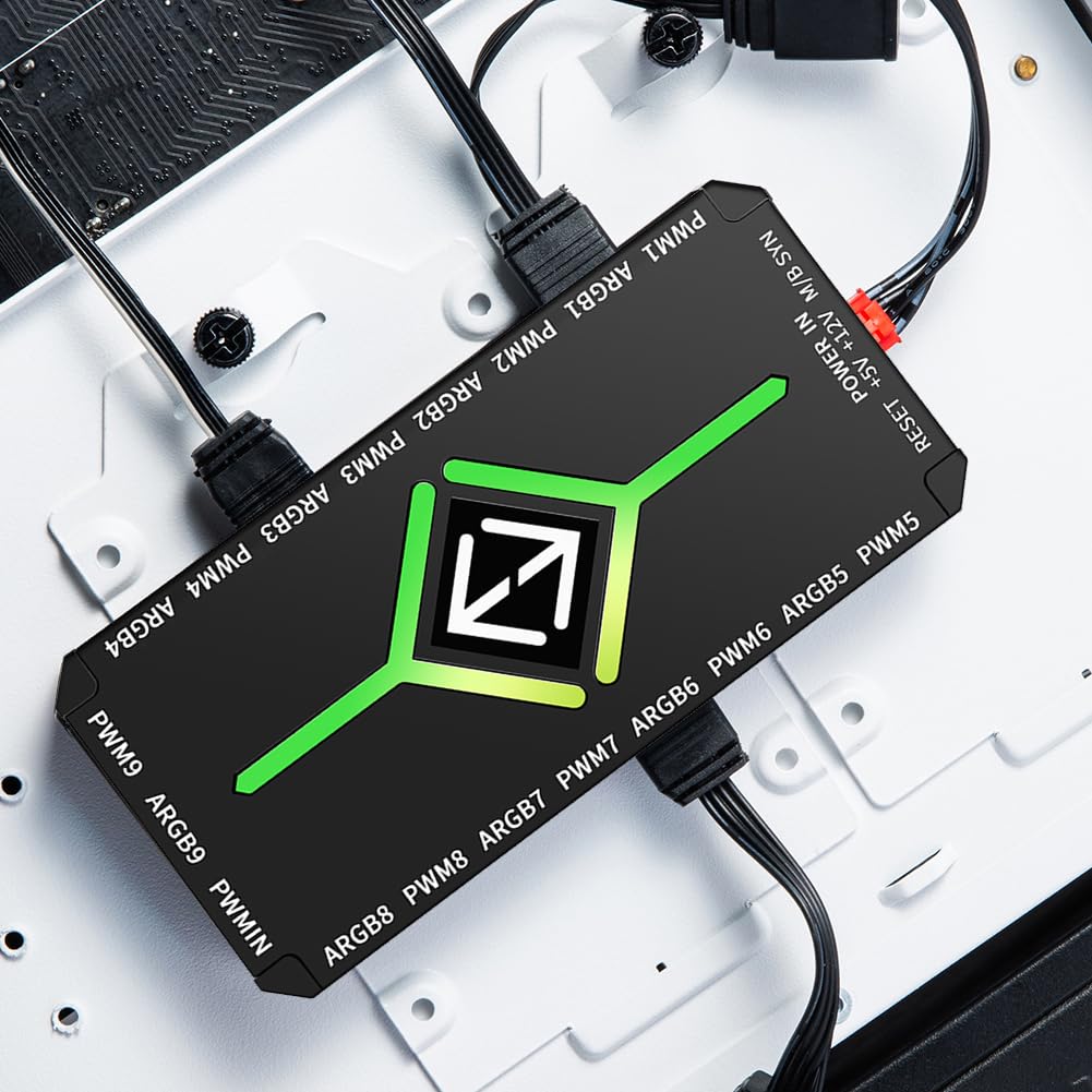 1 do 9 3 w 1 PWM ARGB rozdzielacz piasty wentylatora magnetyczny z pilotem (biały)