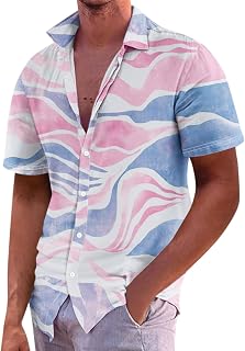 Camisa Camisa Hawaiana de Manga Corta para Hombre Camisa Casual con Estampado Floral de Manga Corta Camisa de Playa con Estampado Hawaiano Camisa de Algodón con Botones Informales de Manga Corta