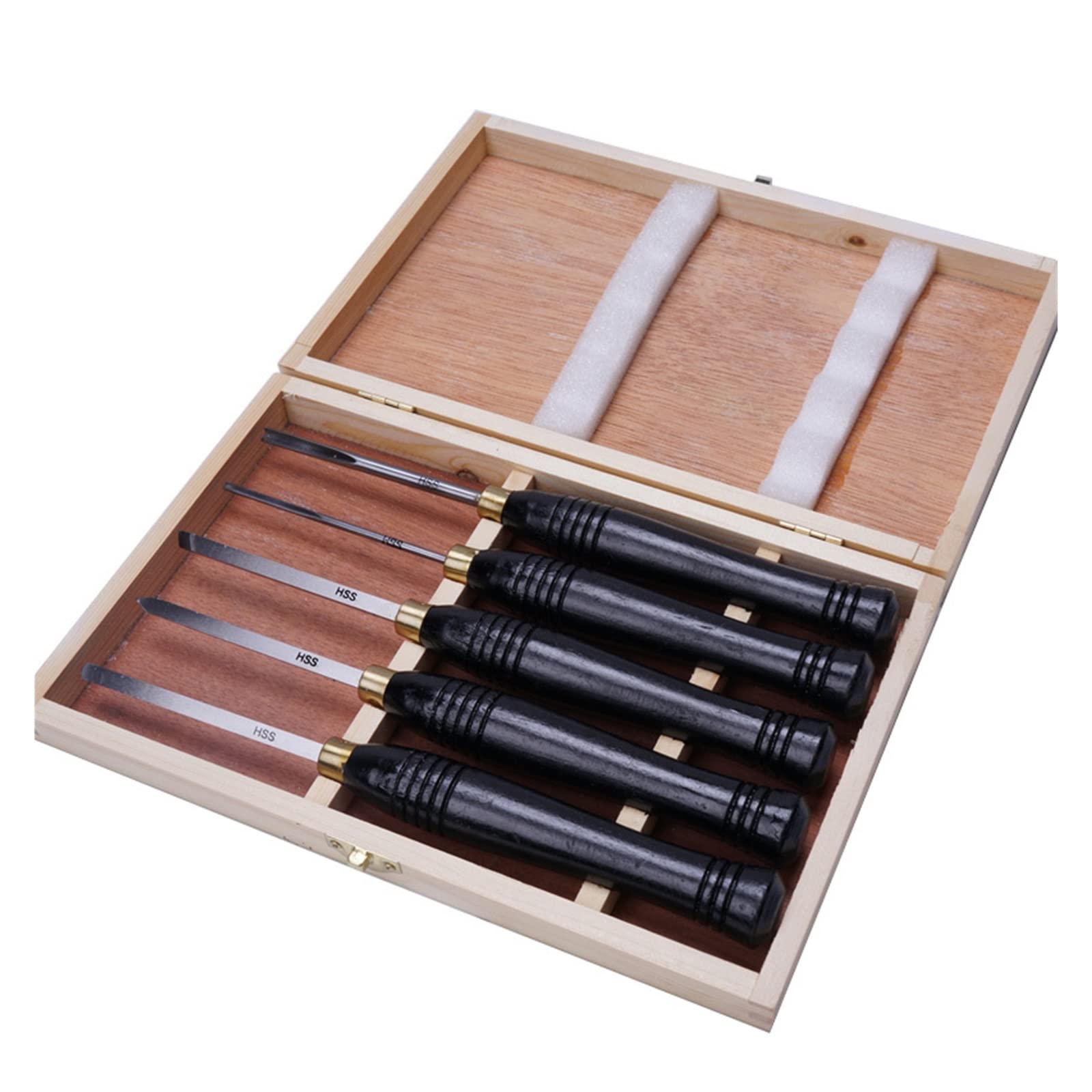 5pcs/set HSS Lathe Chisel Set Woodworking Turning Tool Set HSS High Speed Steel Semicircle Knife Hand-held Wooden Turning Tool