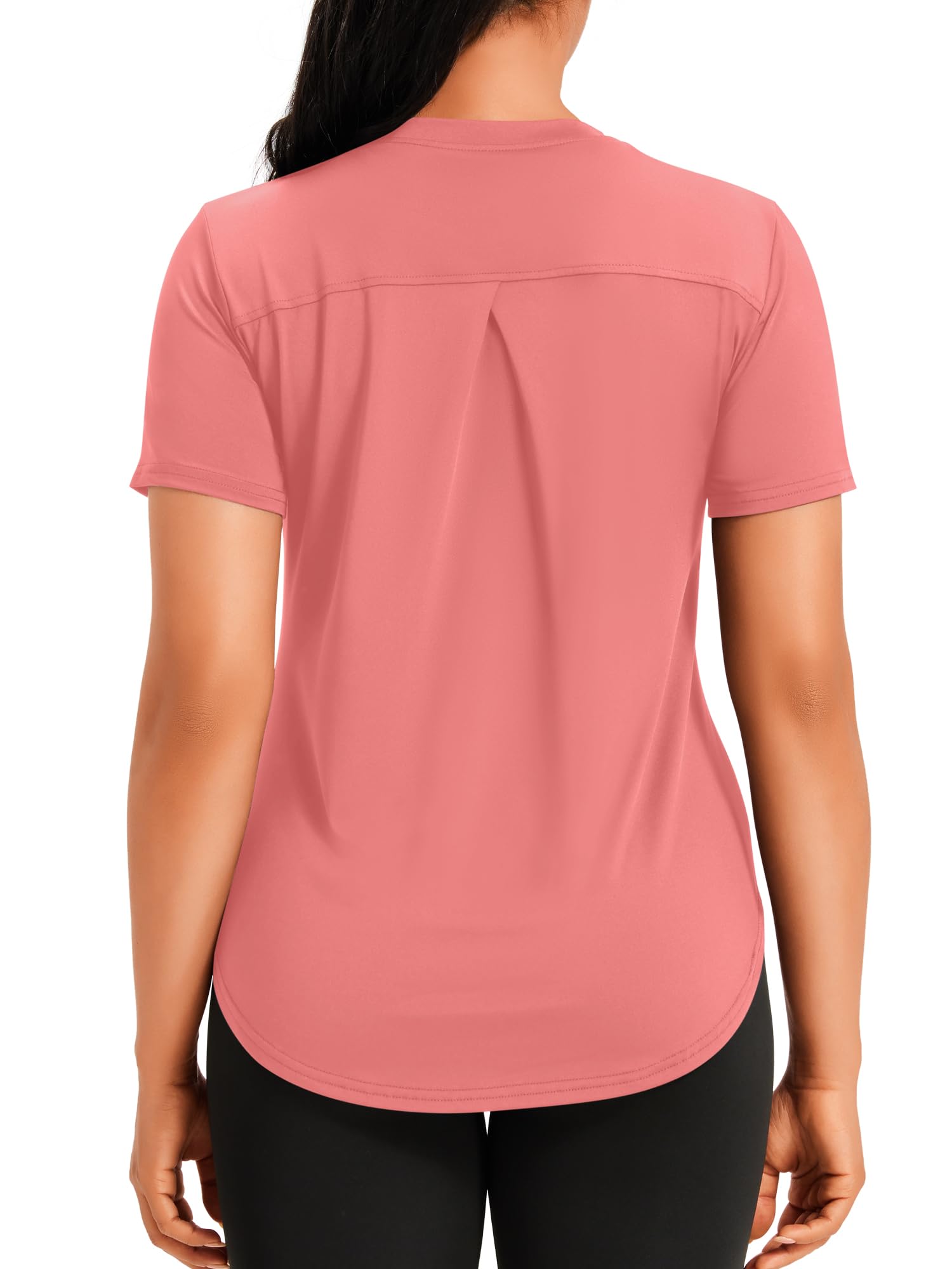 Memouniva Sportshirt Damen Kurzarm Sport Oberteile Fitness Yoga T-Shirt Leicht Funktionsshirt Atmungsaktiv Laufshirt