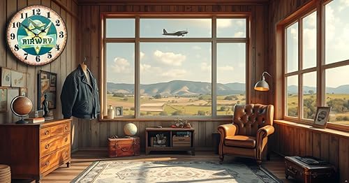 Miniatura 7 de hadaaya Reloj de pared redondo de madera MDF de 13 pulgadas, reloj de pared para motocicleta, con ruta histórica de la ciudad, para garaje,