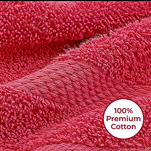 Wholesale Trade Dealz 12 X Face Cloth Flannels (30 x 30 cm-600GSM) 100% Egyptian Cotton Wash Cloths Quick Dry & Absorbent Towel Set for Gym,Spa,Golf (Hot Pink - Image 4