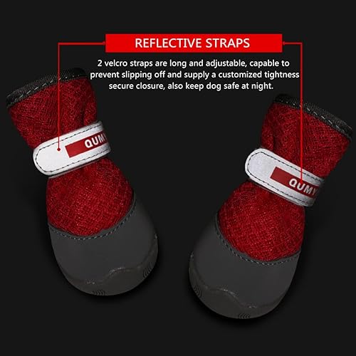 Miniatura 6 de QUMY 2 botas para perros pequeños para pavimento caliente, zapatos de verano para cachorros con tira reflectante, suaves y cómodas, suela de goma