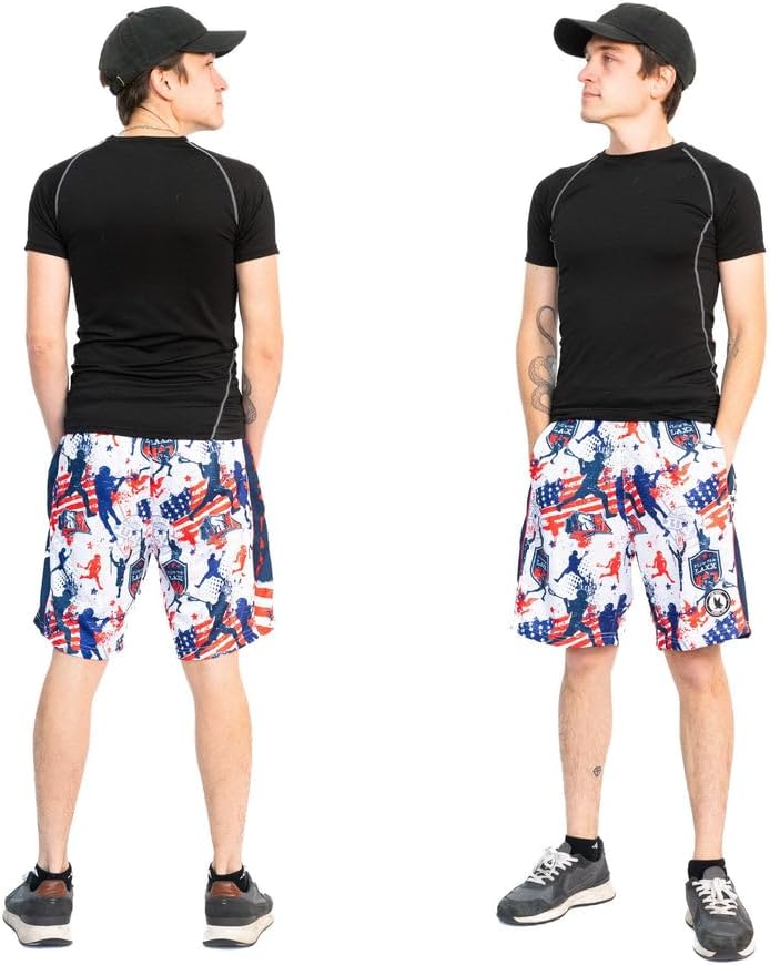 Flow Society Flow Laxx USA Boys Shorts - Athletic - Basketball - Baseball - Hockey - Football - Lacrosse - Red - White - Blue
