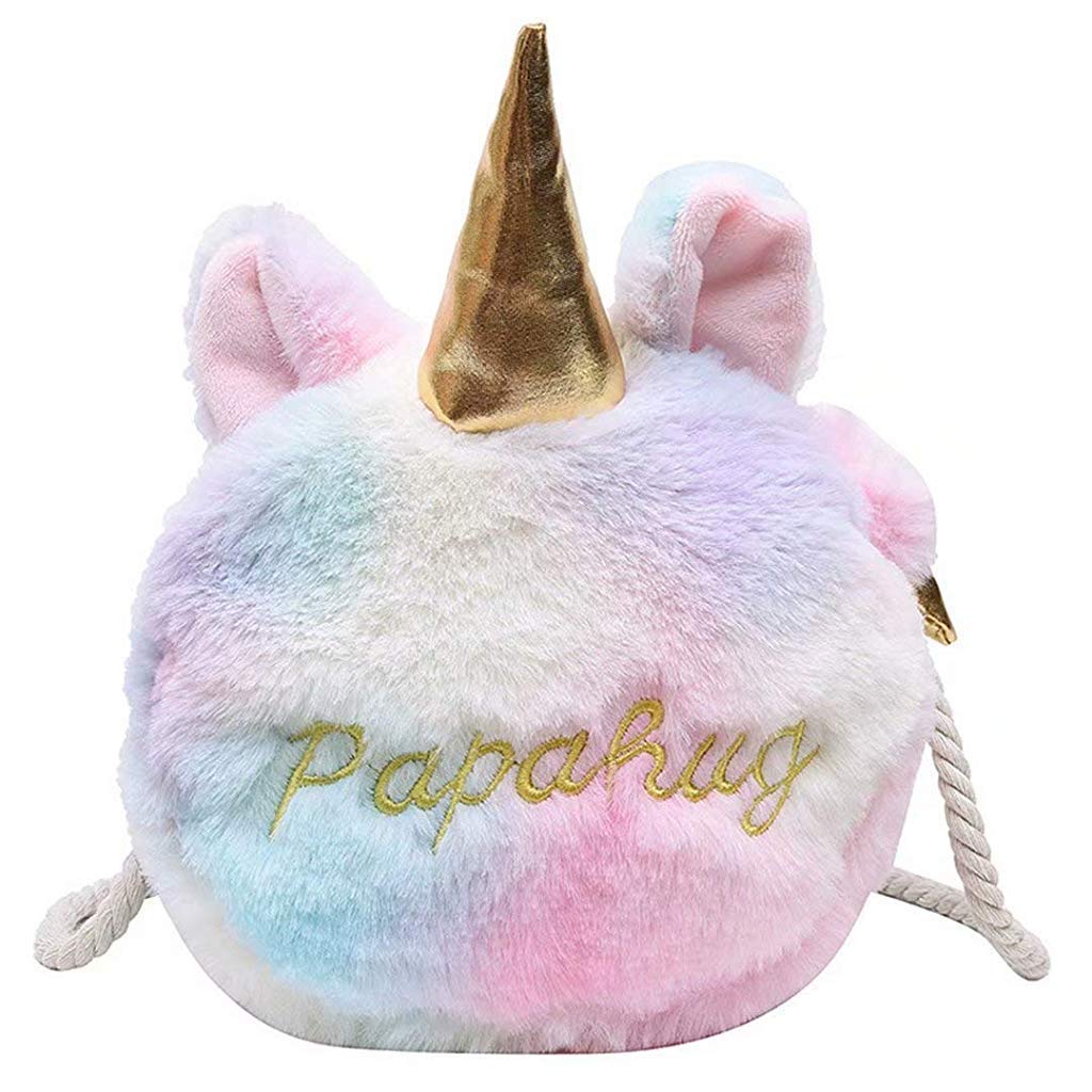 ADSON Cute Unicorn plush shoulder bag child plush coin purse little girl shoulder cross body sling bag (Multi) (B08RY549TV) Amazon Price History, Amazon Price Tracker