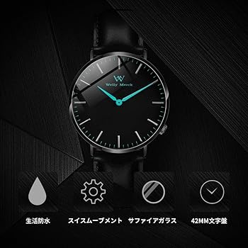 Amazon | 腕時計 メンズ 防水 スイス クォーツ ブラックWelly