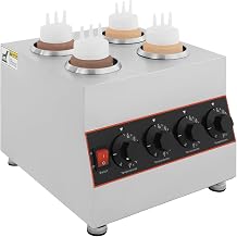 640W Commercial Sauce Warmer, Stainless Steel Heater with 4 Squeeze Bottles, Adjustable Temperature Preservation Machine, for Hot Fudge, Cheese, Chocolate & Nacho Sauce