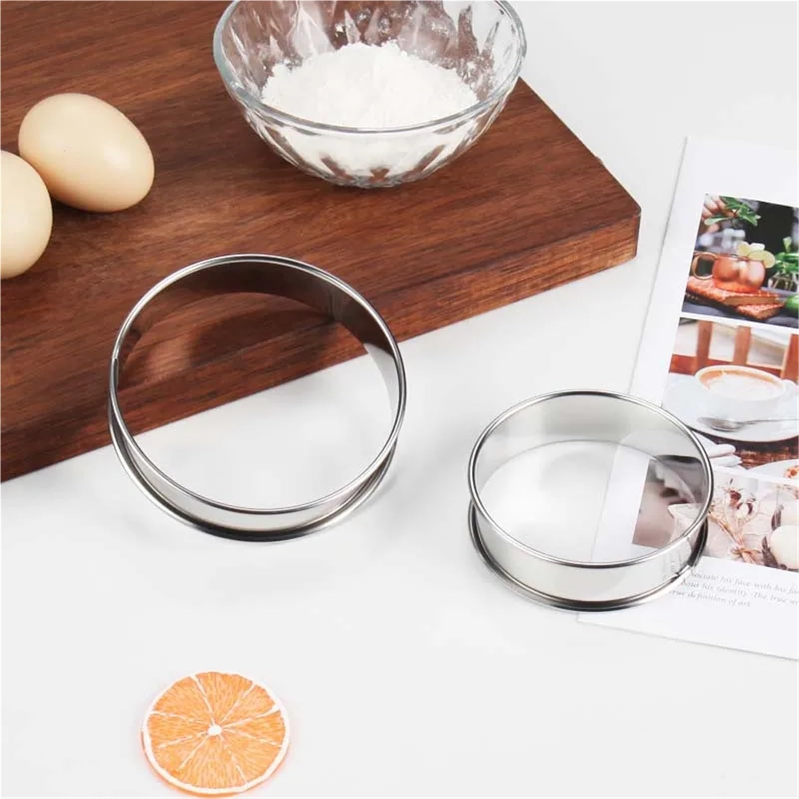 5 Pièces Anneaux à Tarte Muffins Anneau Double Roulé en Acier Inoxydable Moule Rond Métal for la Fabrication des Aliments Ustensiles de Cuisson pour La Pâtisserie Et La Cuisine(10cm 5PCS)