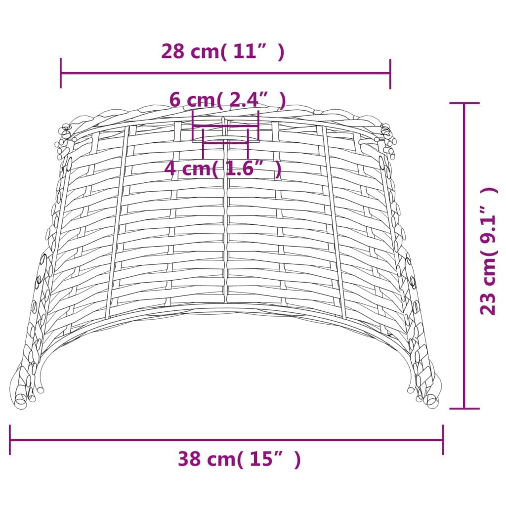 Paralume bianco, diametro 38 x 23 cm, paralume di ricambio in vimini, per attacco E27, stile boho