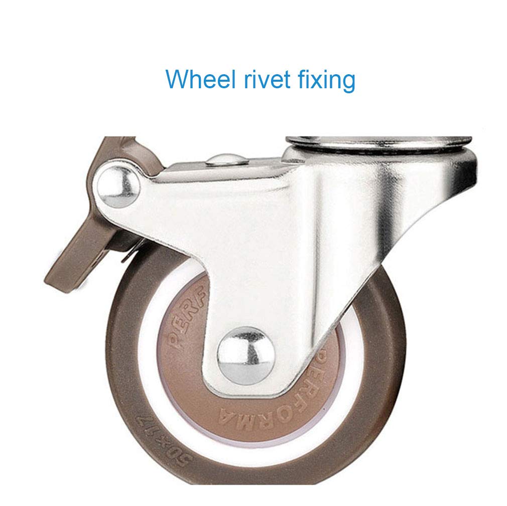 Support en U Chromé Roulettes Pivotantes,50mm Roulettes de Meubles en Caoutchouc,Pivotantes 360° Roues,Muet,Convient pour Lit Bébé,Charge 90KG,avec des Vis,4 Pièces (20mm,4 frein)
