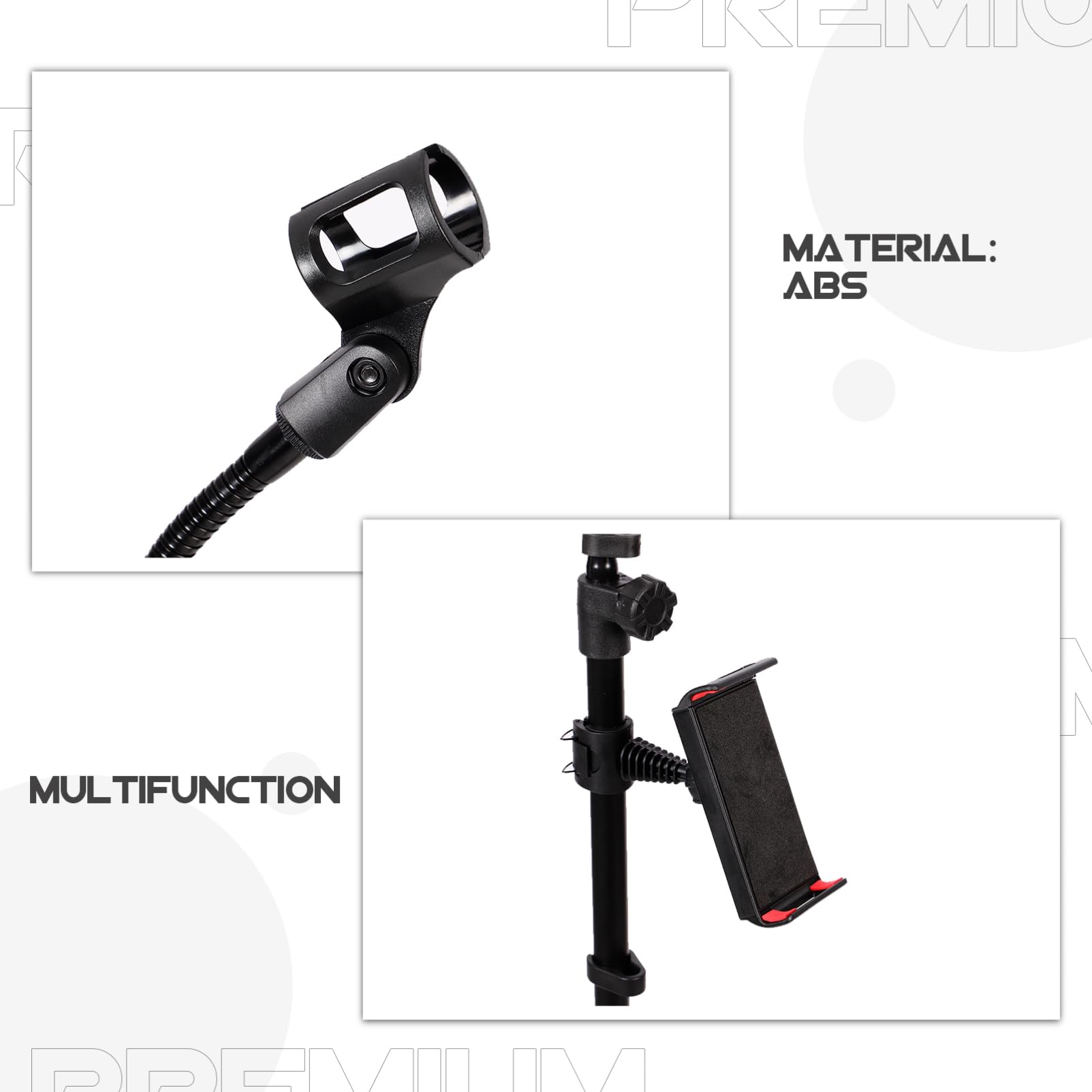 Treppiede Per Microfono Regolabile in Altezza Asta Telescopica Per Microfono Da Palco Supporto Per Stabile Sul Pavimento Clip Per Wireless