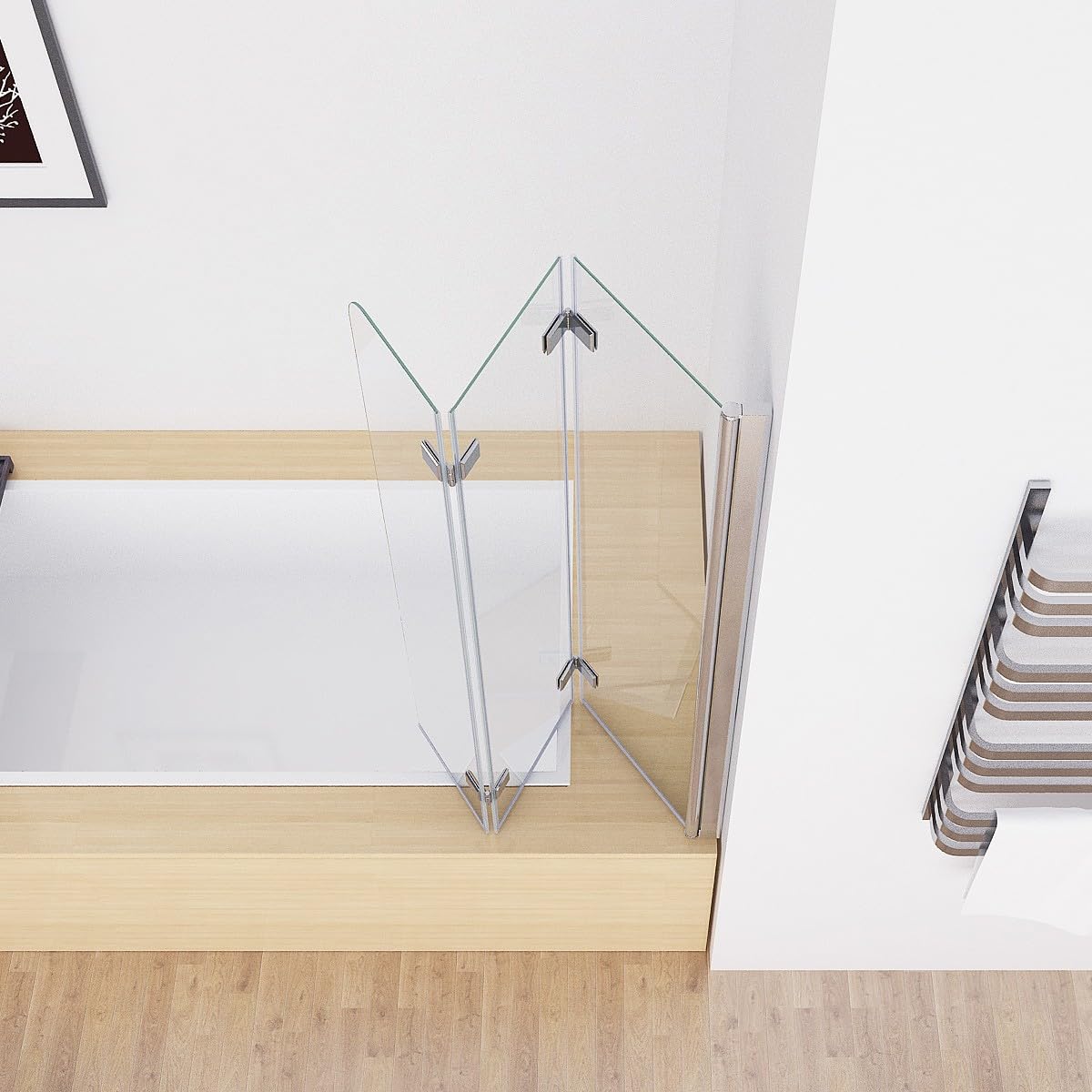 MIQU Paroi de Douche Pliable pour Baignoire 100 x 140 cm Verre ESG