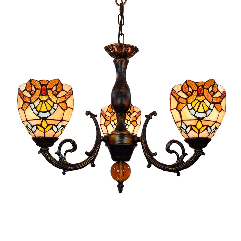 Żyrandol Tiffany 6-calowy styl witrażowy wisiorek światła odwrócony wisiorek sufitowy barokowy odcień 3 ramię wisiorek światło
