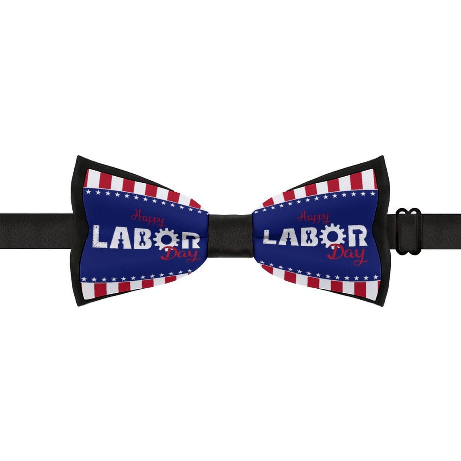 GoasNei Happy Labor Day Bow Tie for Men Adjustable Necktie Funny Tie Neck Ties for Weddings Party
