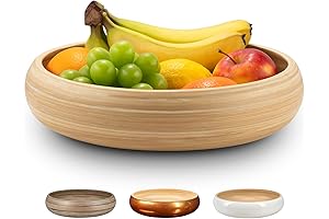 LEXA 12" Handmade Natural Bamboo Wooden Fruit Bowl for Kitchen Counter