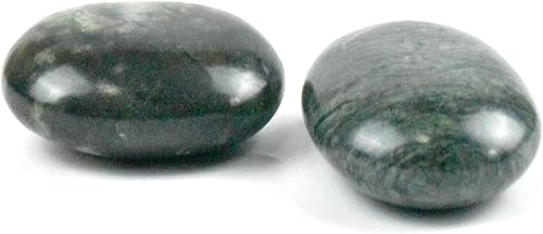 Windfulogo Juego de 2 piedras de masaje caliente de jade verde natural, piedras calentadas para masaje de spa (2.76 x 3.54 pulgadas)