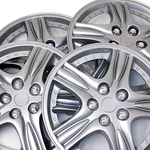 Image of WSC3-510S15 4pcs Set Snap-On Type (Pop-On) 15-Inches Metallic Silver Hubcaps Wheel Cover