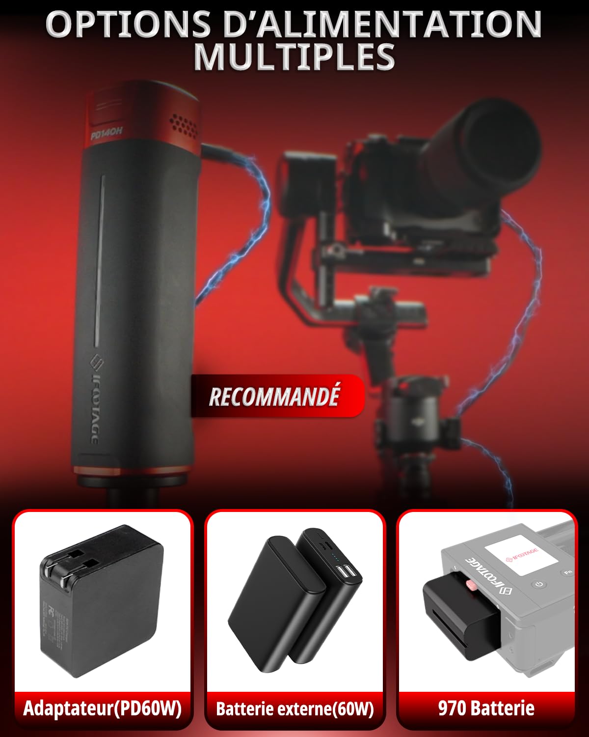 IFOOTAGE Curseur motorisé Shark Nano II 660,5 axes de prise de vue coordonnée, compatible avec stabilisateurs DJI RS2, RS2 Pro, RS3 Pro, RS4, RS4 Pro, charge utile maximale 7 kg, 66 cm