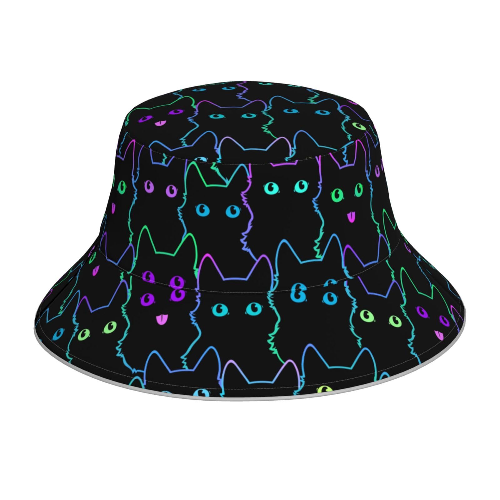 Cute Cats Bucket Hat Reversible for Women Men,Funny Cats Fisherman Hat Double-Side-Wear Outdoor Travel Beach Sun Hat,Cats Lover Gifts