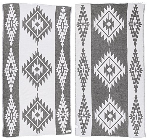 Bersuse 100% Coton - Tulum Serviette Turque - Drap de Bain, Serviette de Plage - Fouta Peshtemal, Conception de Tribus Ethniques - Noir Cover