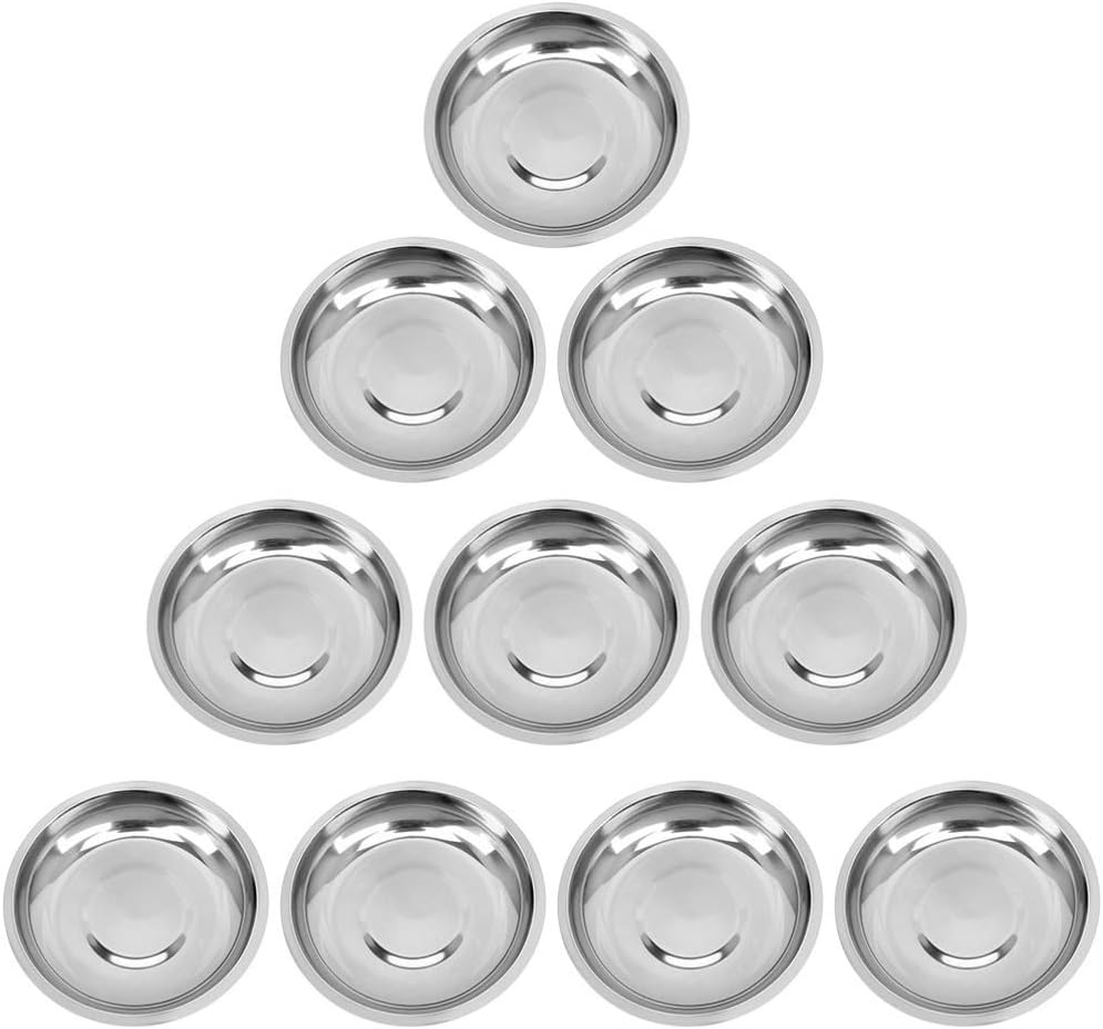 DOITOOL Soy Sauce Dish 4in 10Pcs Small Round Stainless Steel Plate