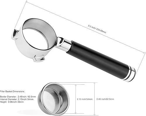 Miniatura 7 de LILQ Mango de portafiltro  Reemplazo de mango de portafiltro sin fondo  Mango de madera natural  Mango de aluminio anodizado  Reemplazo del mango de