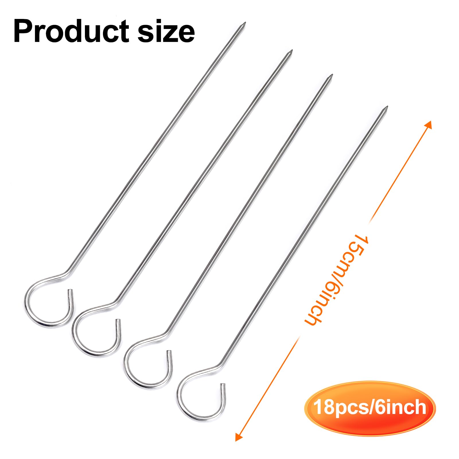 Brochettes en métal 18 Racine 6'' pour barbecue découpes dinde oie rôtis