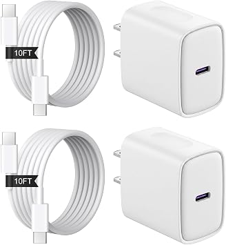 23% off: iPhone 17 16 15 Charger Fast Charging 2+2Pack 20W USB C Wall Charger with Extra …
