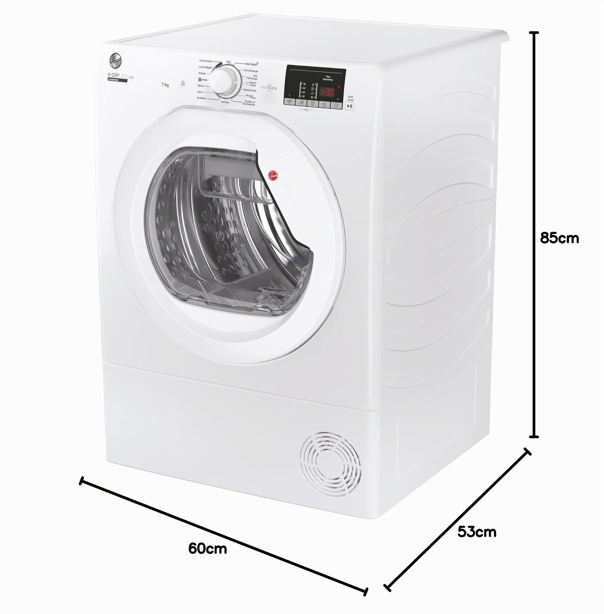 Hoover HLE C7DE-84 Kondenstrockner / 7 kg/Smarte Bedienung mit NFC-Technologie/AquaVision-Kondenswasserbehälter, Weiß