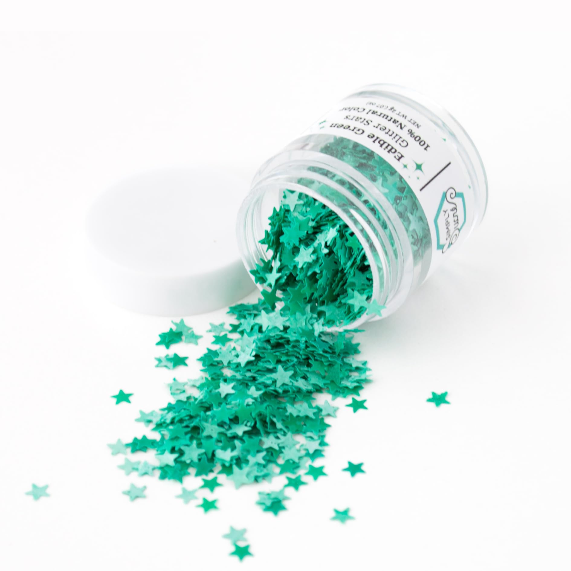 Dye-Free Edible Glitter Stars - Vegan, Gluten-Free & Non-Toxic | Perfect for Cakes, Cupcakes, Drinks & Desserts by Simply Sucré (Green, 2 Grams)