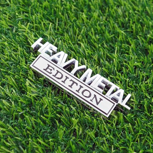 Image of Pair Set Heavy Metal Edition Emblem 3D Fender Badge Decal Sticker Nameplate for Universal Vehicle, Car, Truck, SUV Motorcycle Accessories (Silver Black)