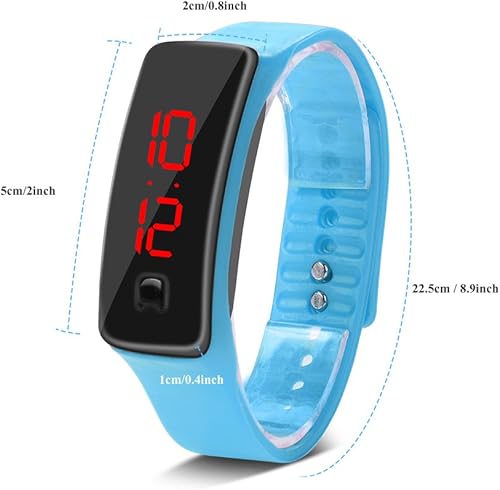 Miniatura 9 de POCREATION Reloj deportivo para hombres, mujeres y adolescentes, reloj digital LED con correa de silicona, pantalla electrónica de 12 horas, reloj