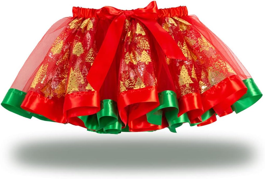 TWINKLEDE Christmas Tutu Skirt Red Xmas Costumes Tutus Holiday Party Fancy Tulle Skirts