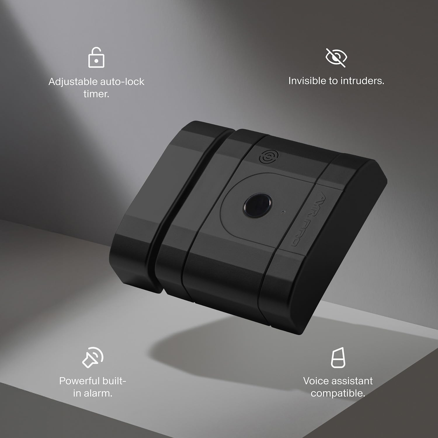 AYR Lock pro - Cerradura Inteligente Invisible de Alta Seguridad con Alarma, Control por APP Integra y Bluetooth, Antibumping y Antiganzúa, No Incluye Mandos [Negro mate]