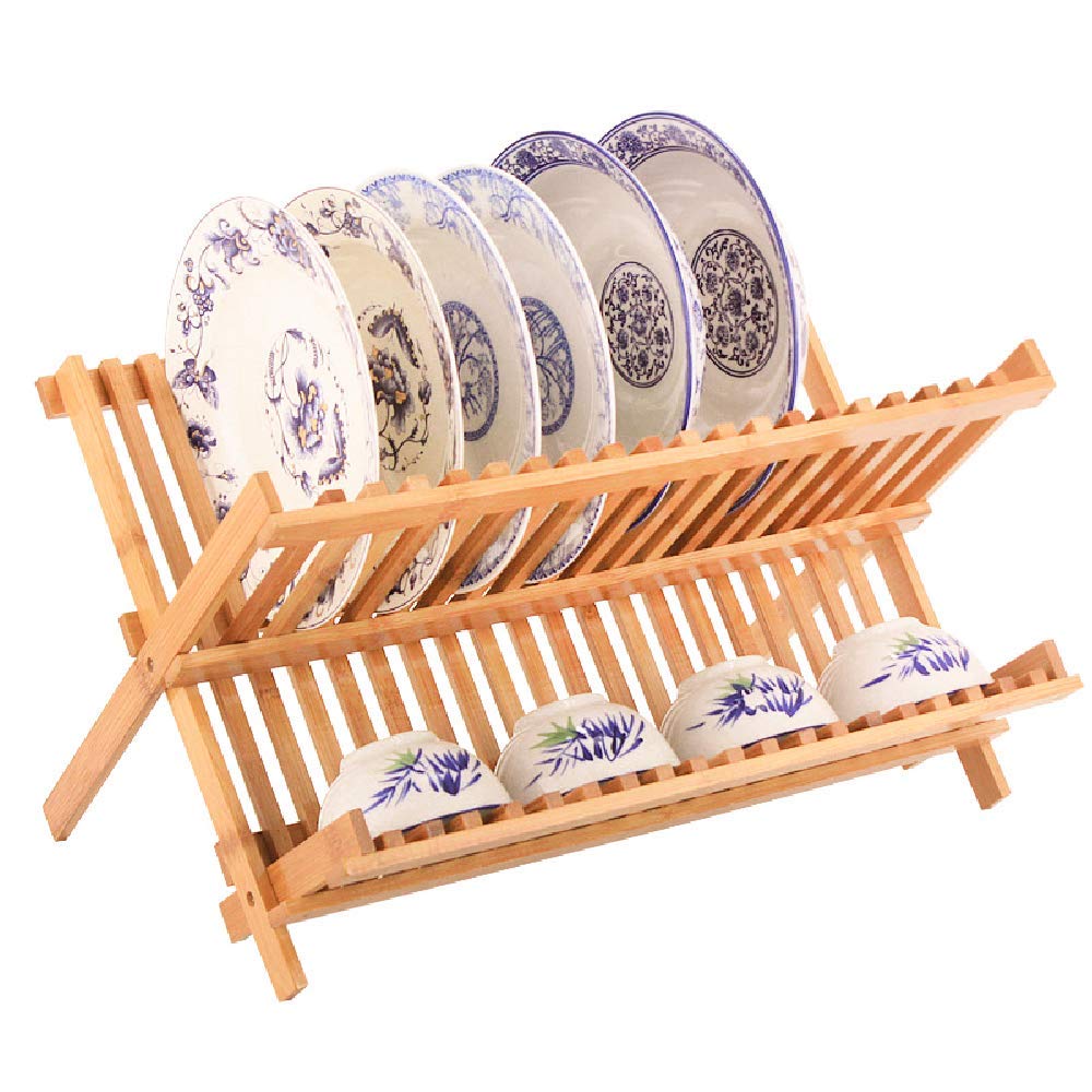 Buy Collapsible Dish Drying Rack Bamboo Kitchen Dish Rack And