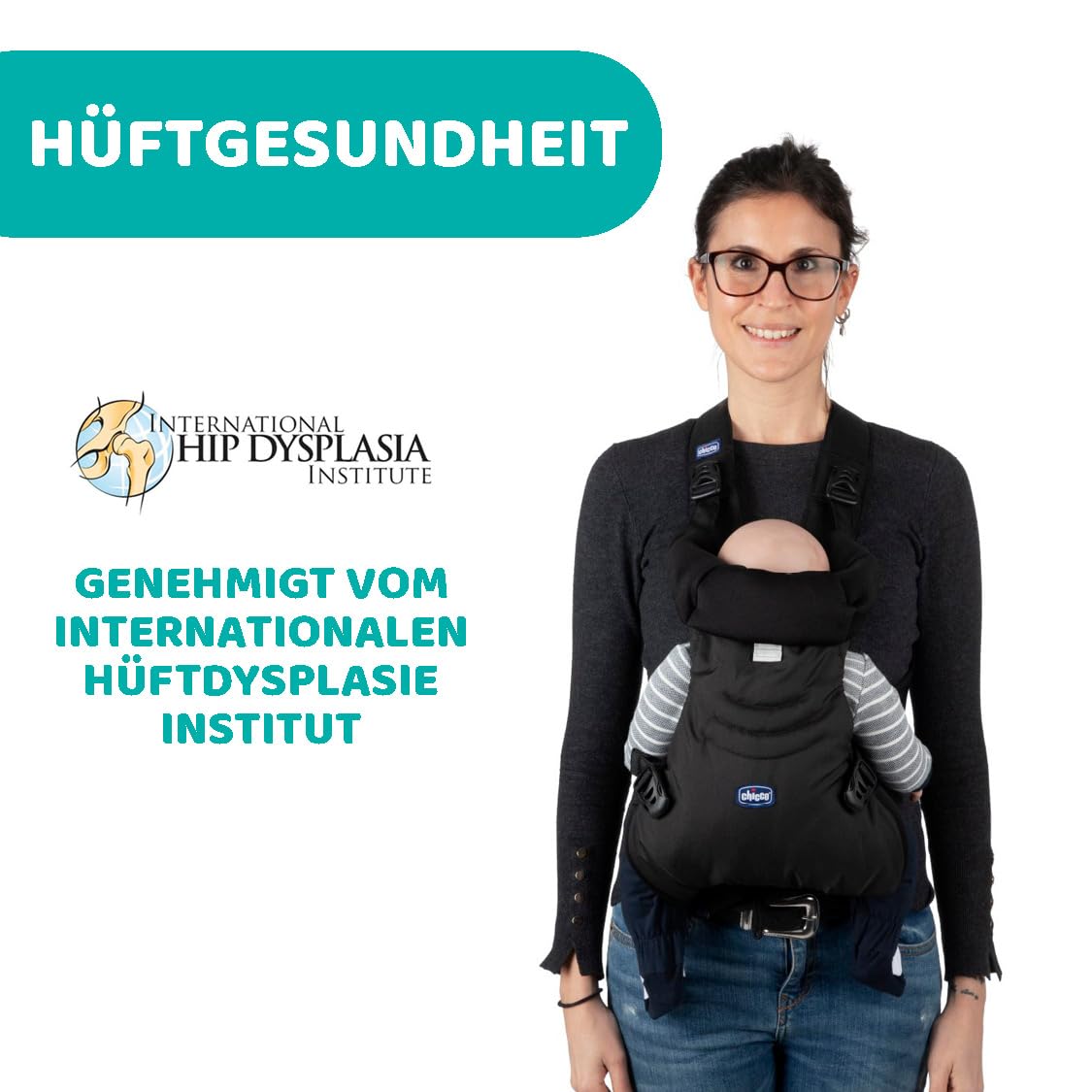 Chicco Easyfit Ergonomischer Babytrage für Neugeborene von der Geburt bis 9 kg, einfache und intuitive Trageweise, Bauchtrage für Mütter und Straßenansicht, Unterstützung für Kopf und Nacken