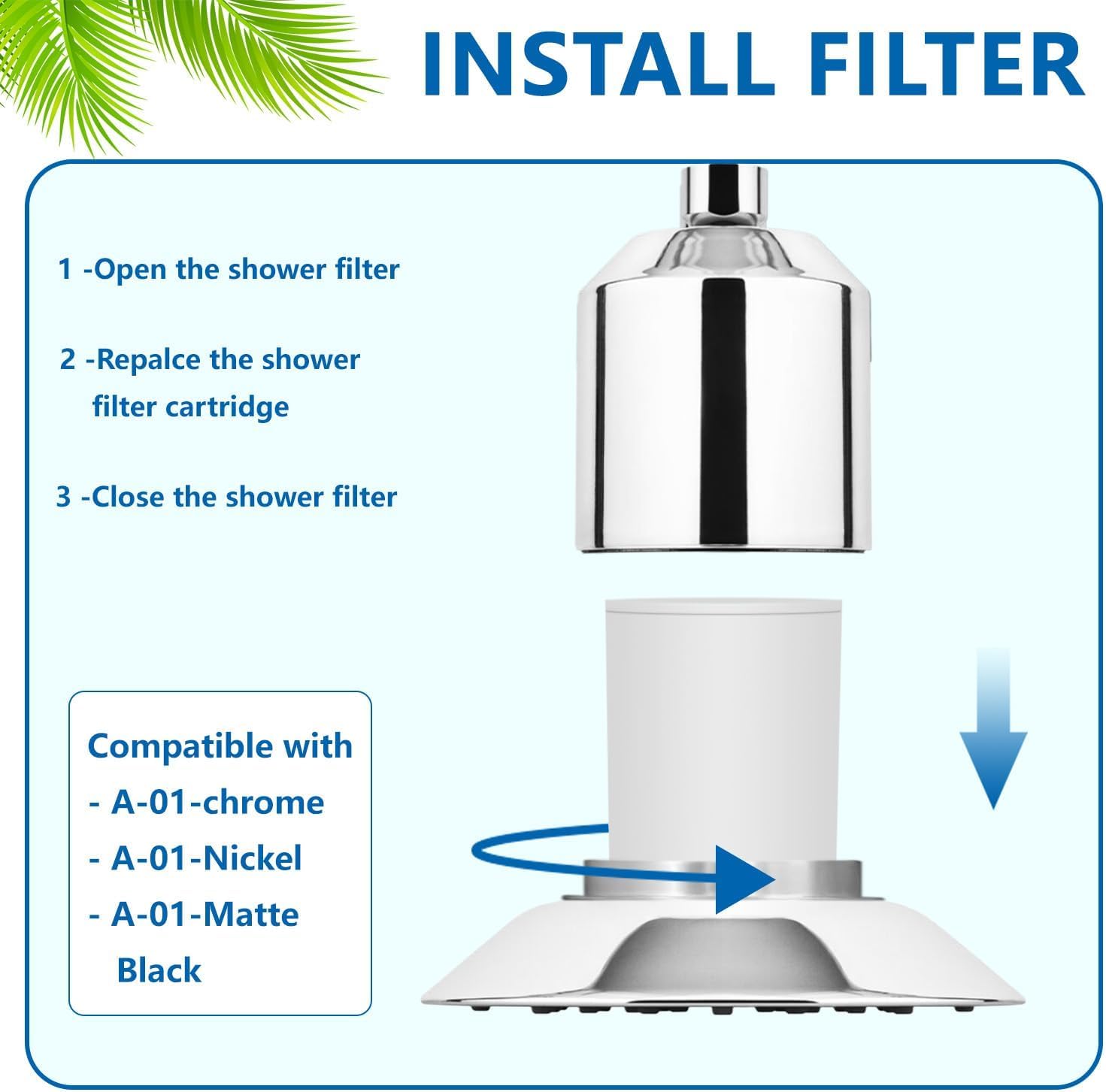 2 PACK A-01 Replacement Shower Filter Cartridge Compatible With Afina - View #5