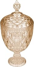 LYOR - Potiche de Cristal com Pé Diamond Âmbar Metalizado 15cm x 32cm