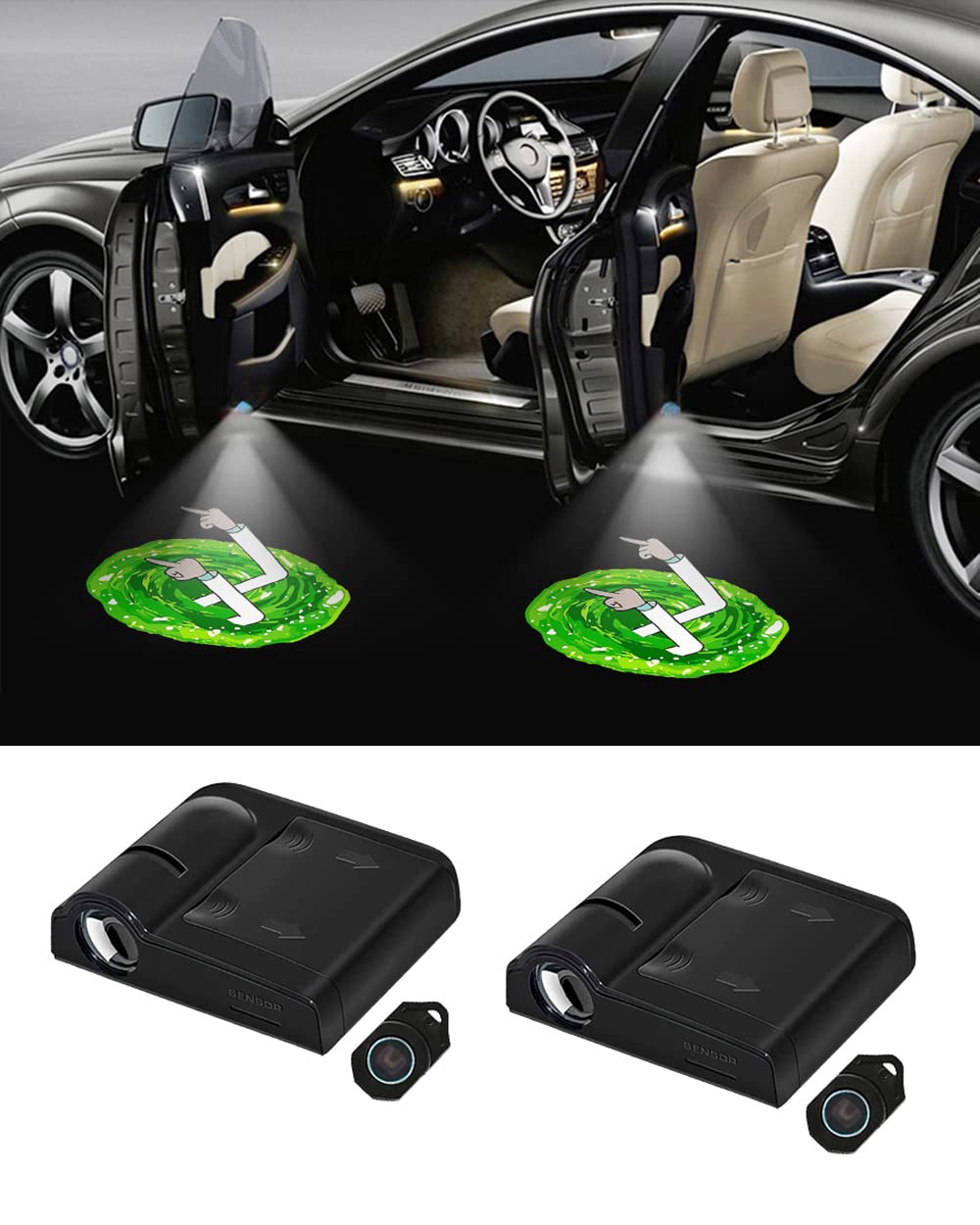 2 Luces Inalámbricas Con Logotipo Para Puerta De Automóvil, Luz LED Para Puerta De Automovil Proyector De Bienvenida De Cortesia Luces De Sombra