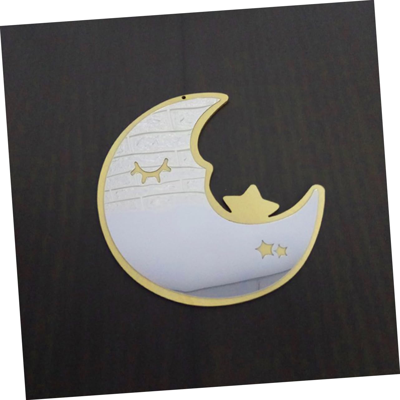 Ciieeo Hanging Moon Phase Decor Mirror Wooden Frame Acrylic Material Safe Easy to Install Home Dec