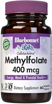 BlueBonnet Nutrition CellularActive Methylfolate 400 mcg | Energy & Mood; Non-GMO, Vegan, Kosher, Gluten-Free