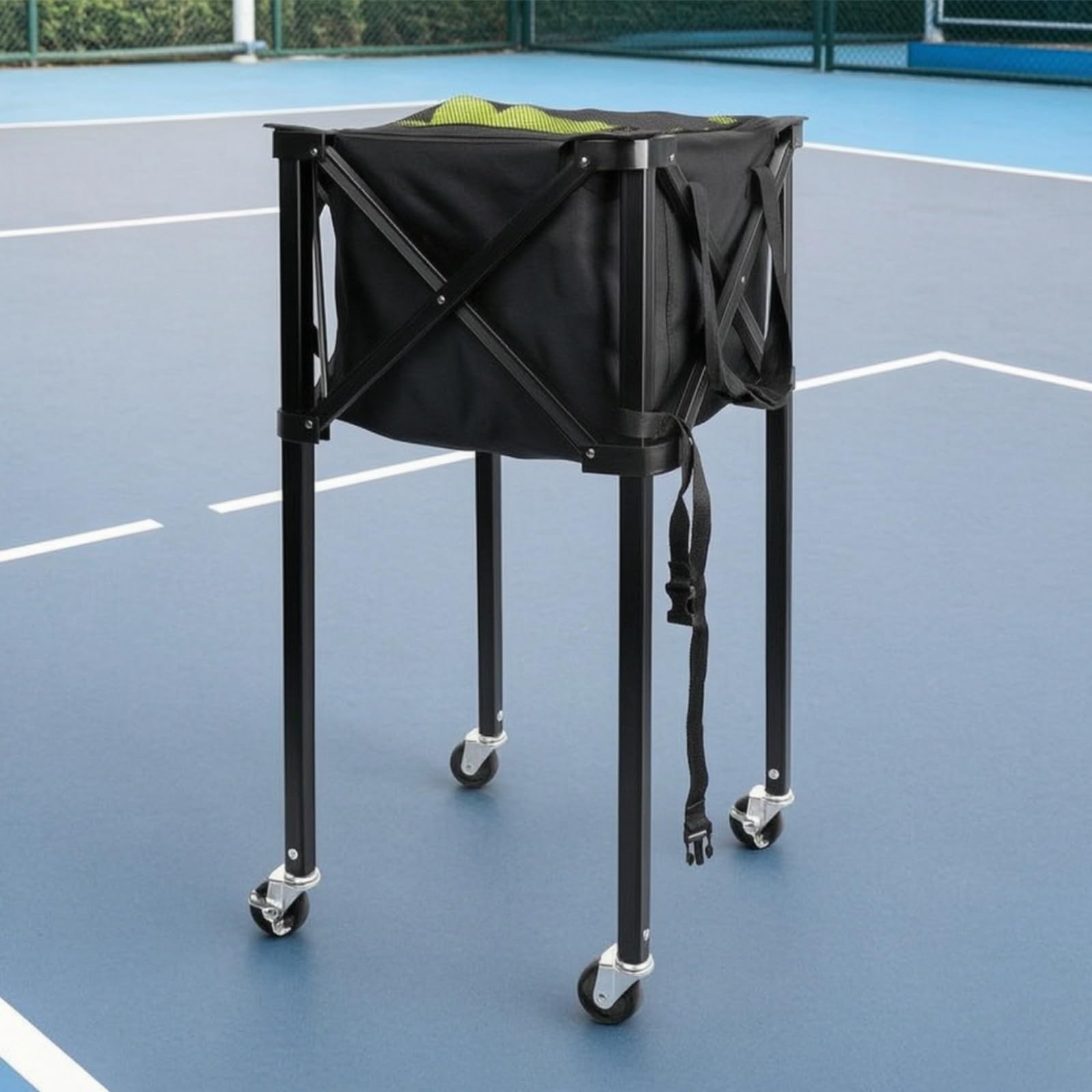 Carrello Porta Palline da Tennis Pieghevole Antistrappo Carrello Porta Palline da Tennis con Ruote Versatile Contenitore per Allenamenti, Tennis Cart A