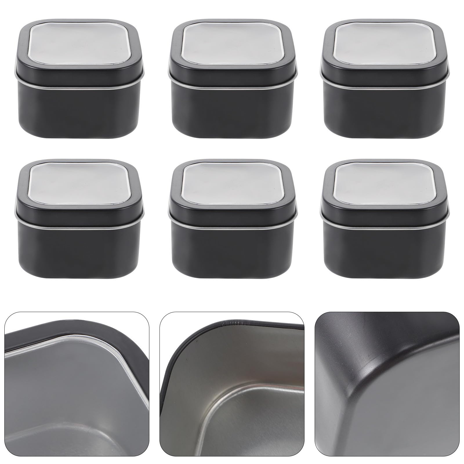 OUNONA 15 Pezzi Contenitori in Latta da 8 Oz con Finestra e Coperchio Nero