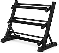 Amazon Basics 3-Tier Adjustable Dumbbell Rack - 1000 lb Capacity Steel Stand, Customizable Storage, Black