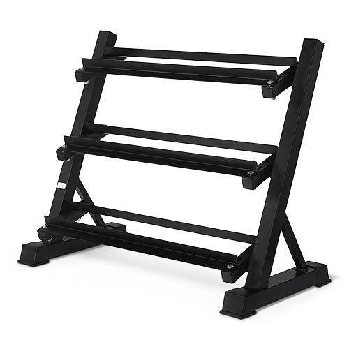 Amazon Basics 3-Tier Adjustable Dumbbell Weight Rack, Stand Only, Black