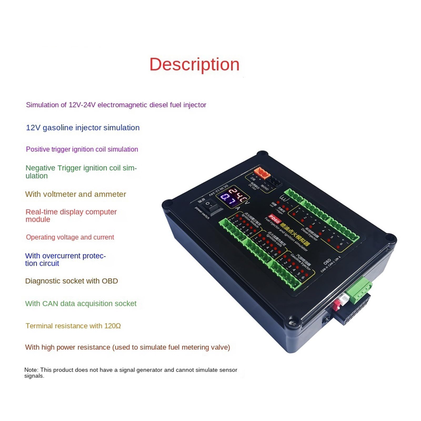 PD60 - Simulador de inyección de combustible Equipo de prueba de plataforma de mantenimiento para motores diésel, placa de computadora, probador de placa de computadora, equipo de diagnóstico